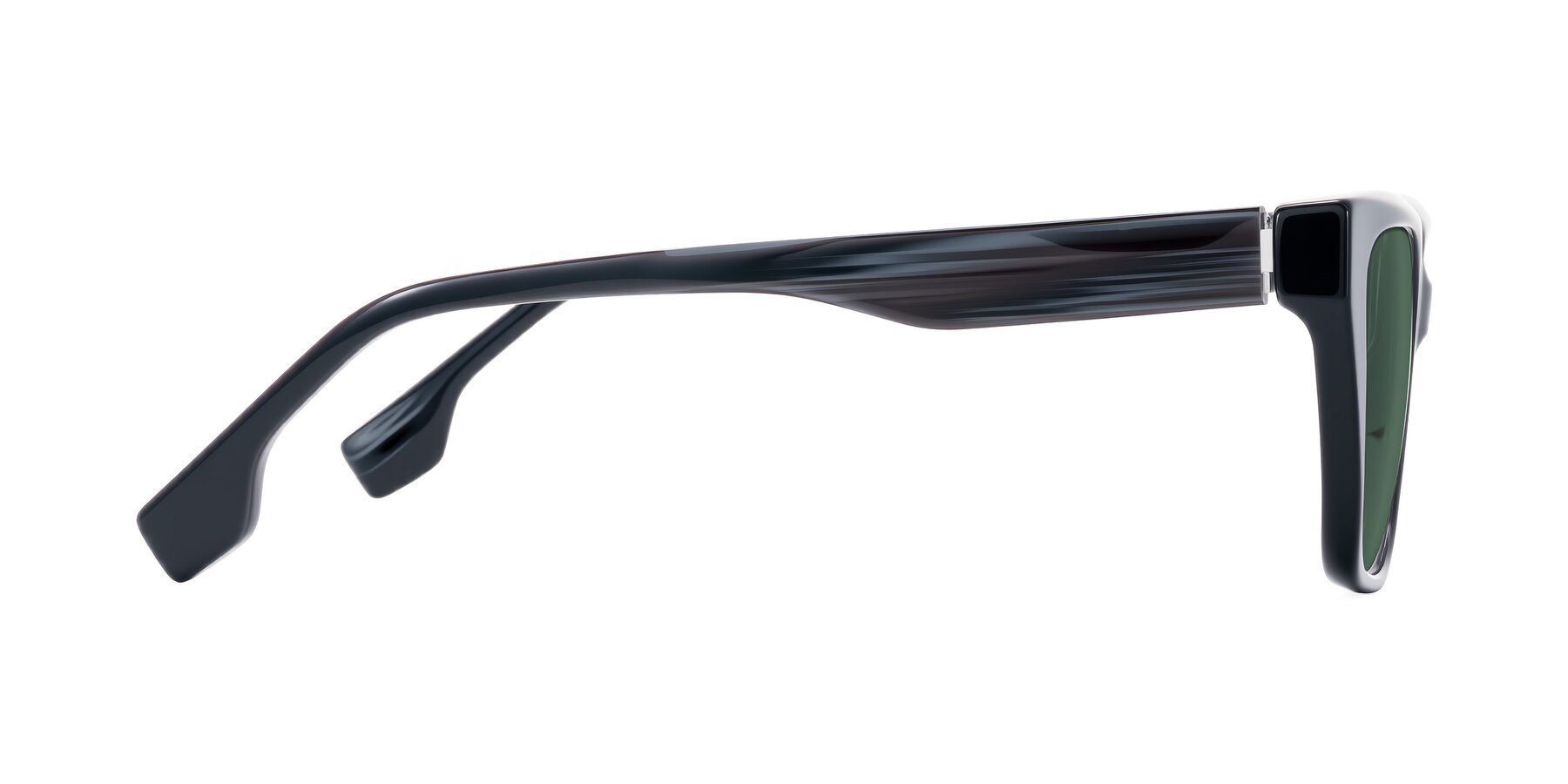 Side of Gwee in Black/Gray Striped with Green Polarized Lenses