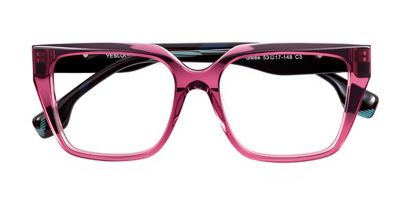 Front of Gwee in Amethyst /Light Blue Striped