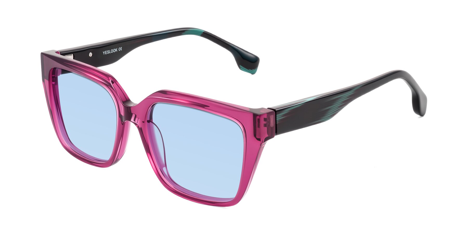 Angle of Gwee in Amethyst /Light Blue Striped with Light Blue Tinted Lenses