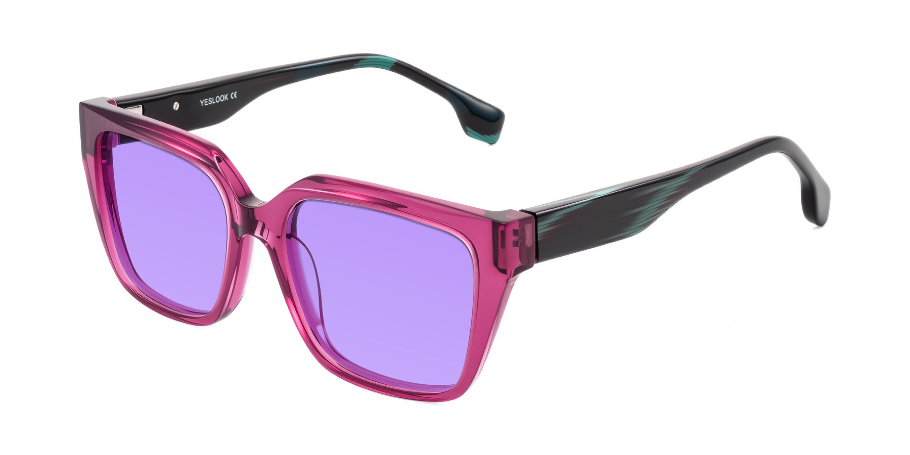 Angle of Gwee in Amethyst /Light Blue Striped with Medium Purple Tinted Lenses