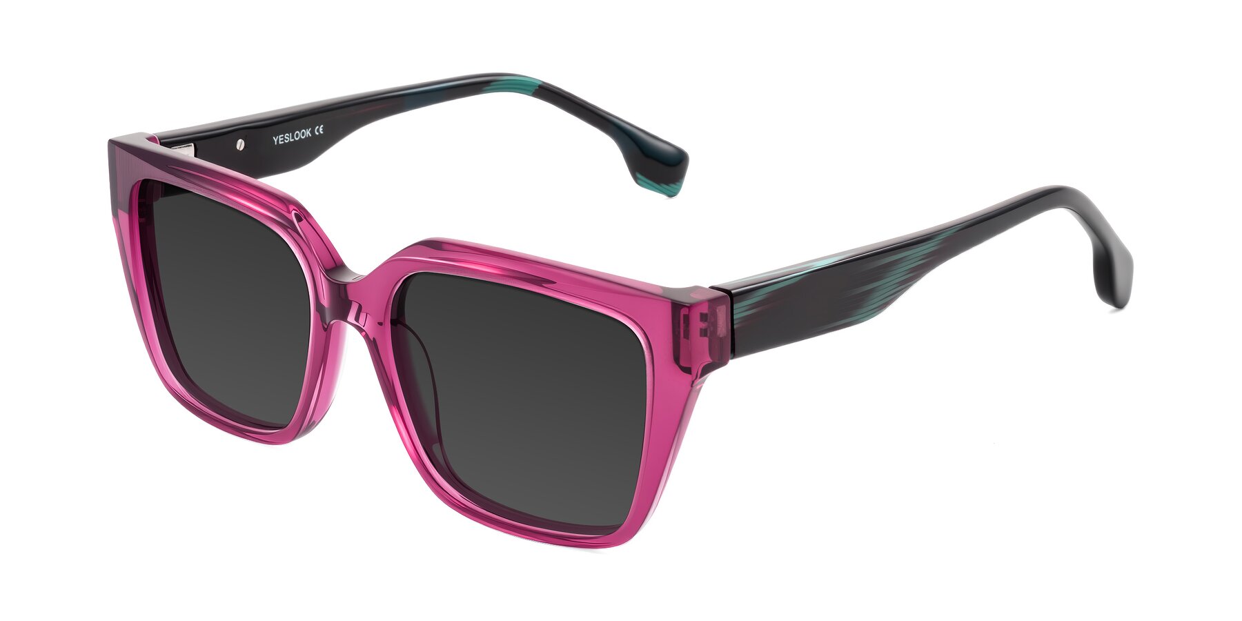 Angle of Gwee in Amethyst /Light Blue Striped with Gray Tinted Lenses