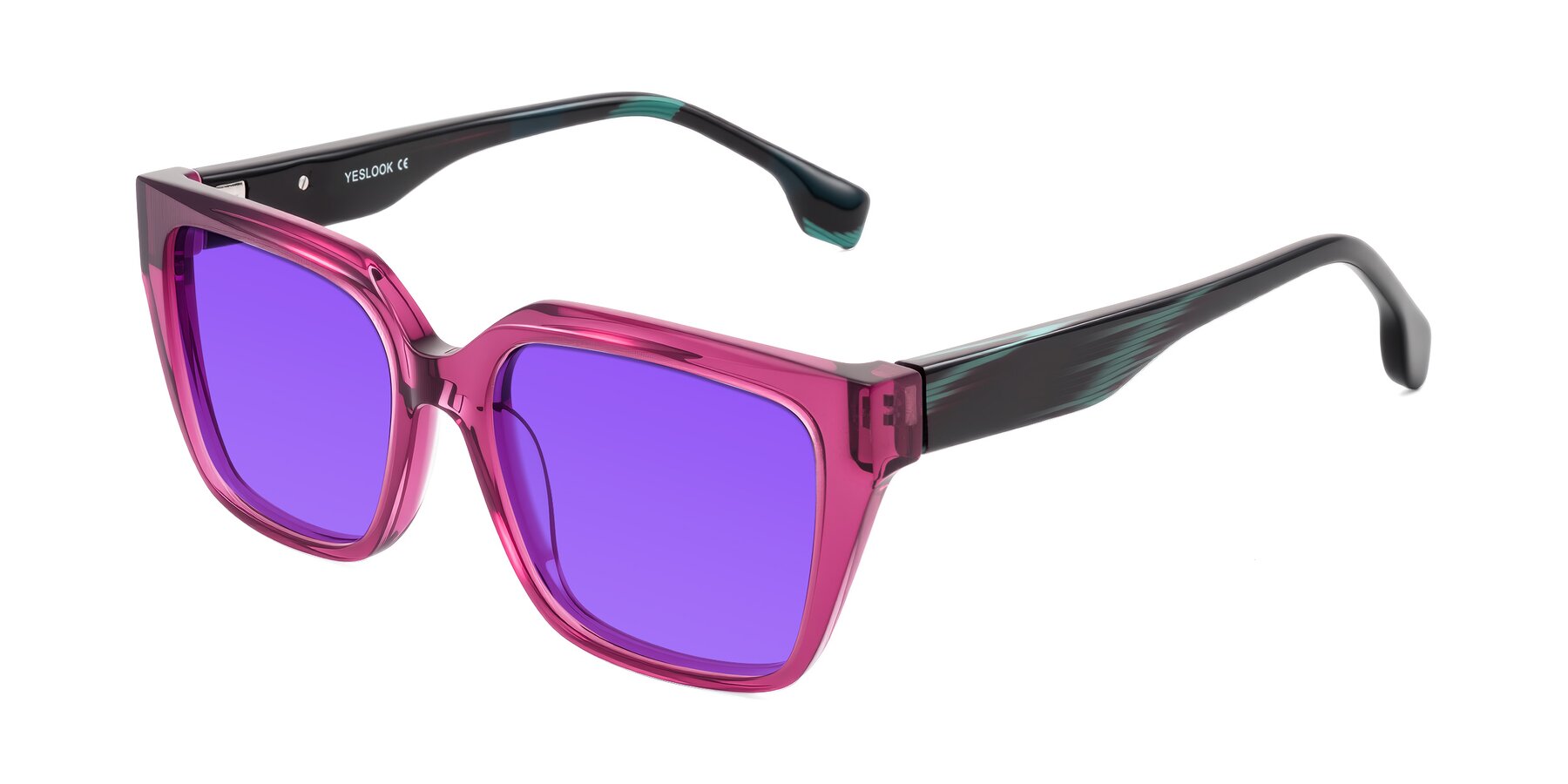 Angle of Gwee in Amethyst /Light Blue Striped with Purple Tinted Lenses