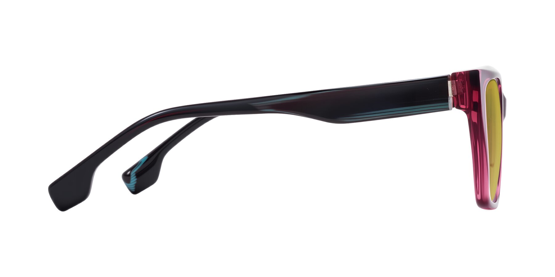 Side of Gwee in Amethyst /Light Blue Striped with Champagne Tinted Lenses