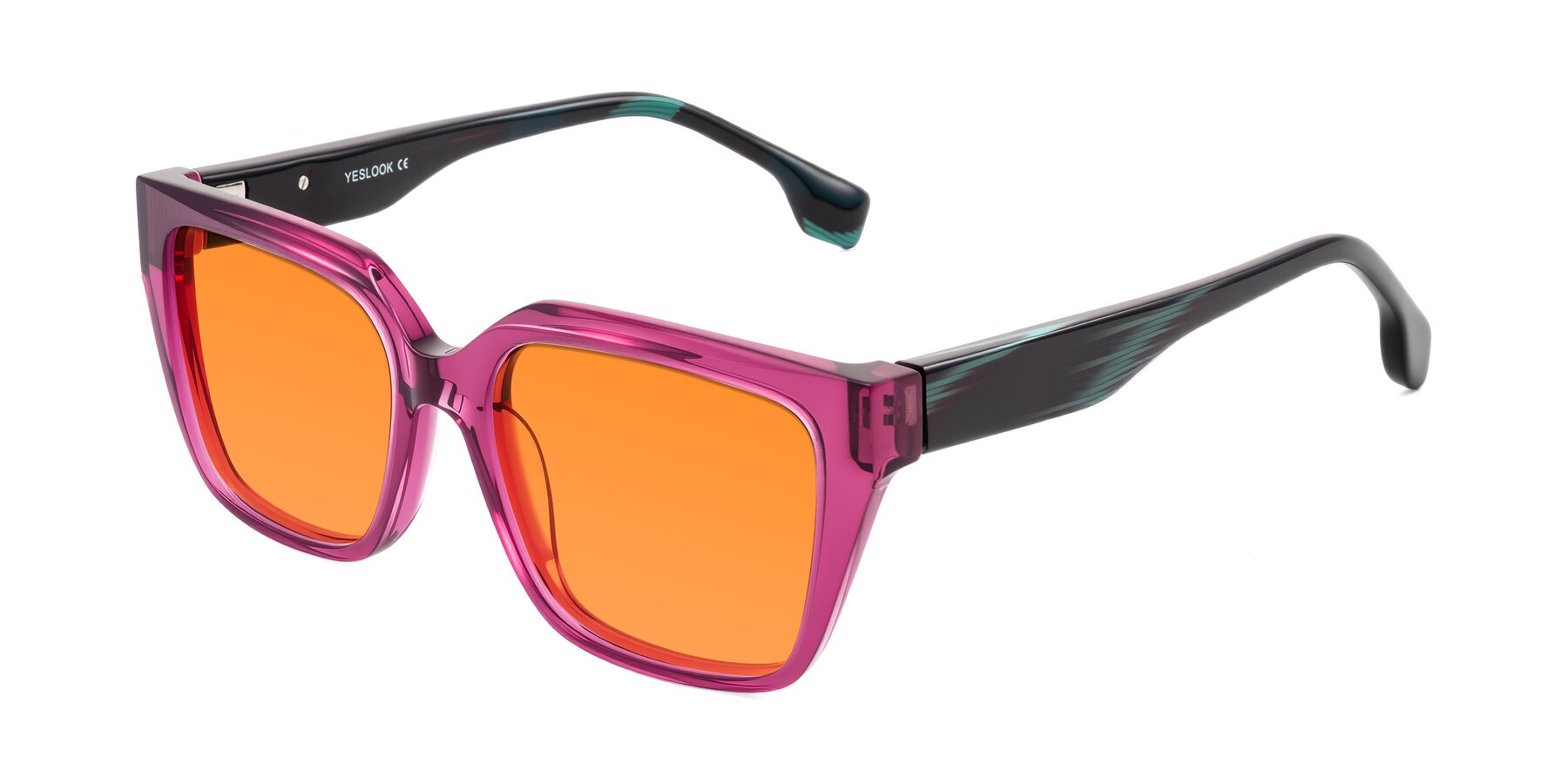 Angle of Gwee in Amethyst /Light Blue Striped with Orange Tinted Lenses