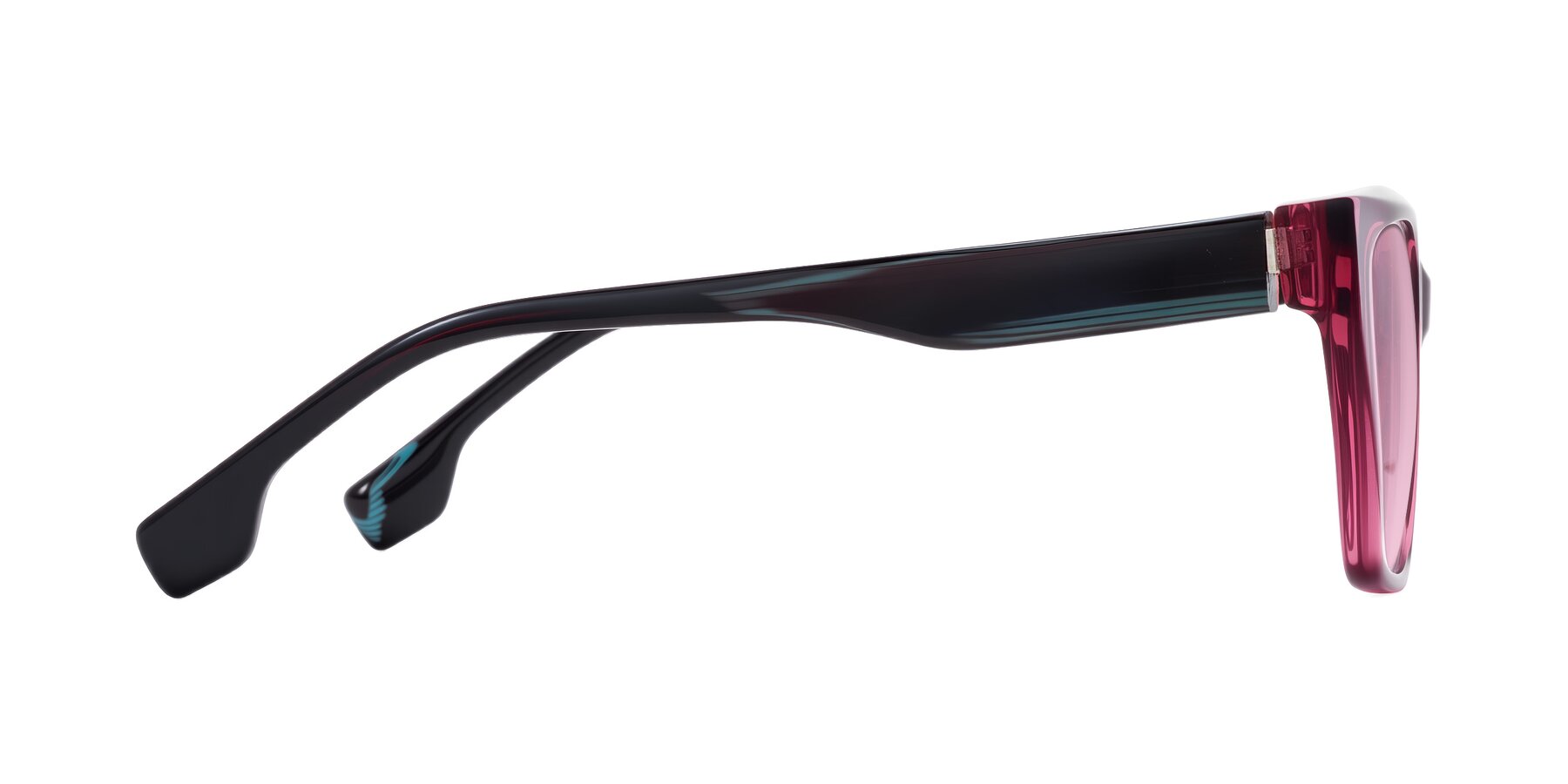 Side of Gwee in Amethyst /Light Blue Striped with Light Wine Tinted Lenses