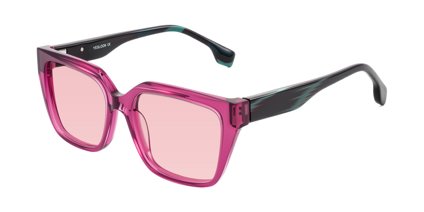 Angle of Gwee in Amethyst /Light Blue Striped with Light Garnet Tinted Lenses