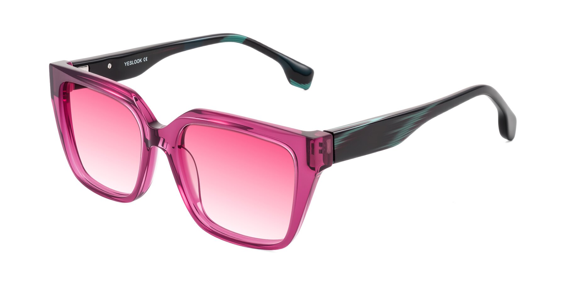 Angle of Gwee in Amethyst /Light Blue Striped with Pink Gradient Lenses