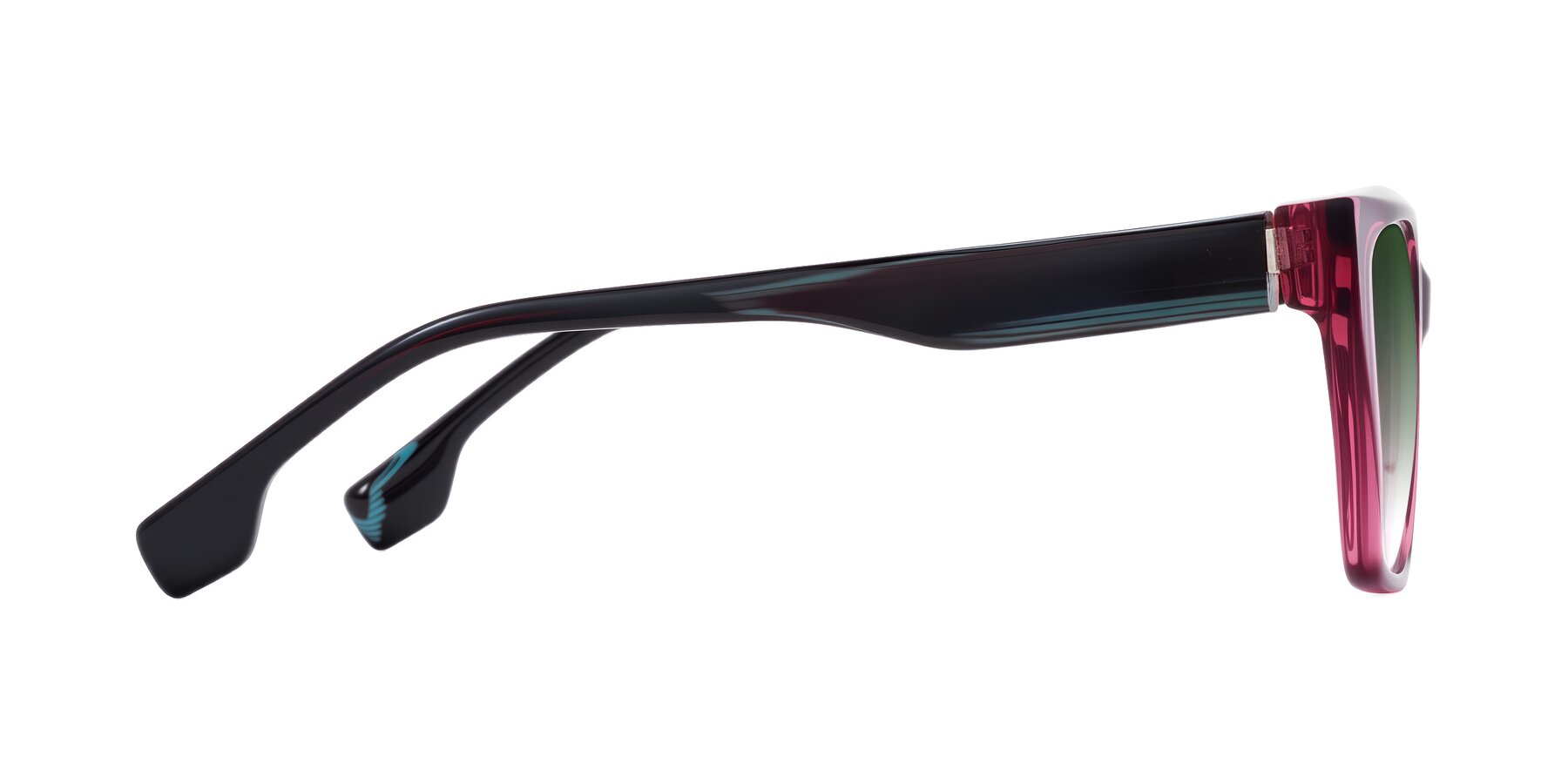 Side of Gwee in Amethyst /Light Blue Striped with Green Gradient Lenses