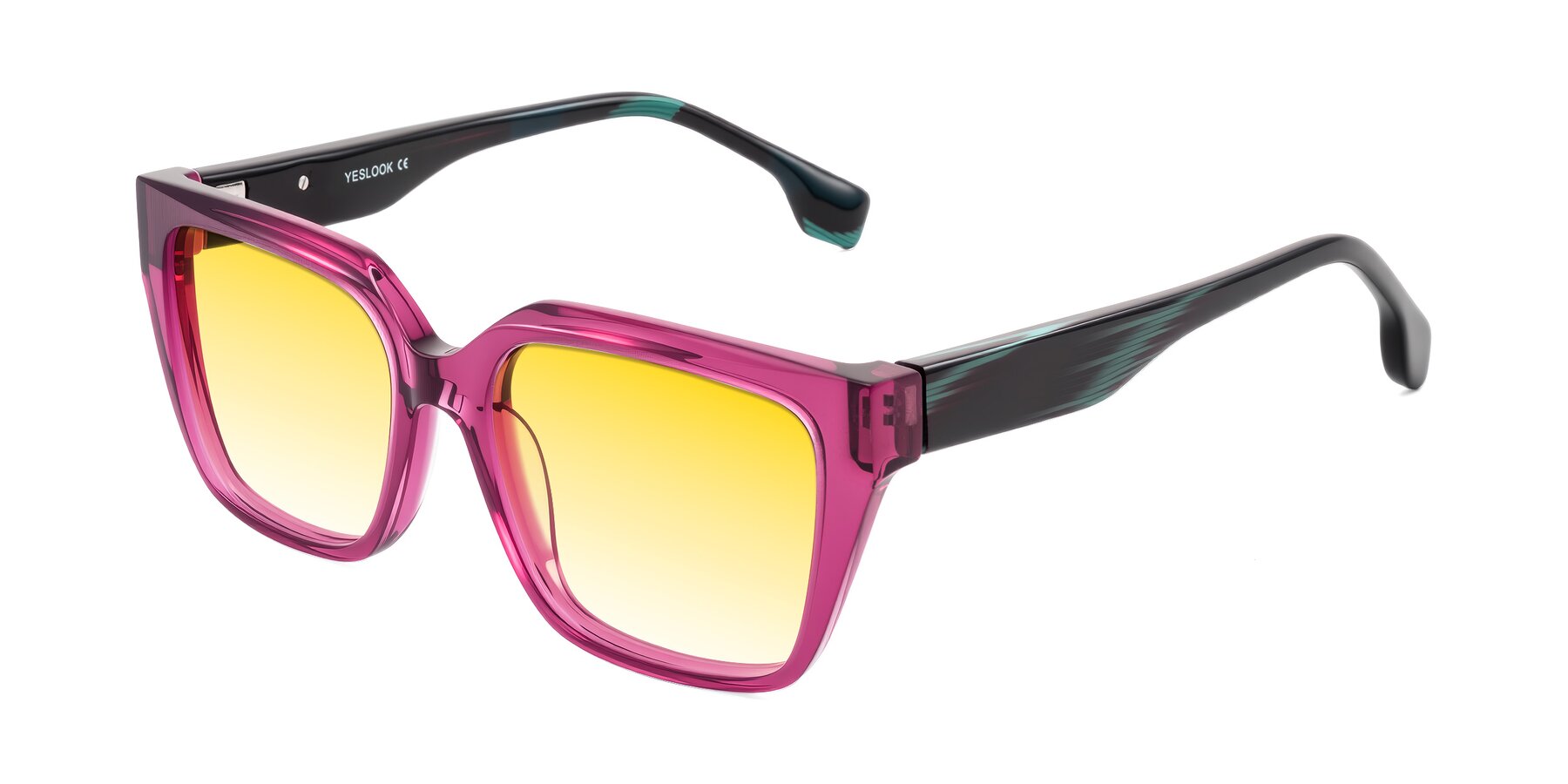 Angle of Gwee in Amethyst /Light Blue Striped with Yellow Gradient Lenses