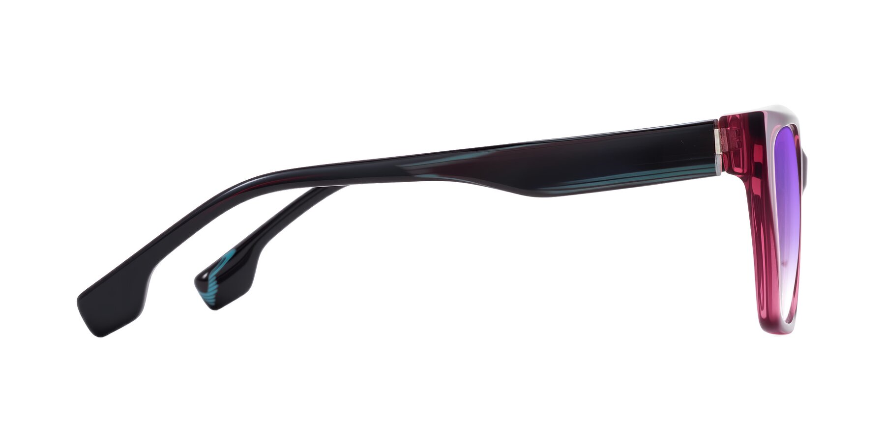Side of Gwee in Amethyst /Light Blue Striped with Purple Gradient Lenses