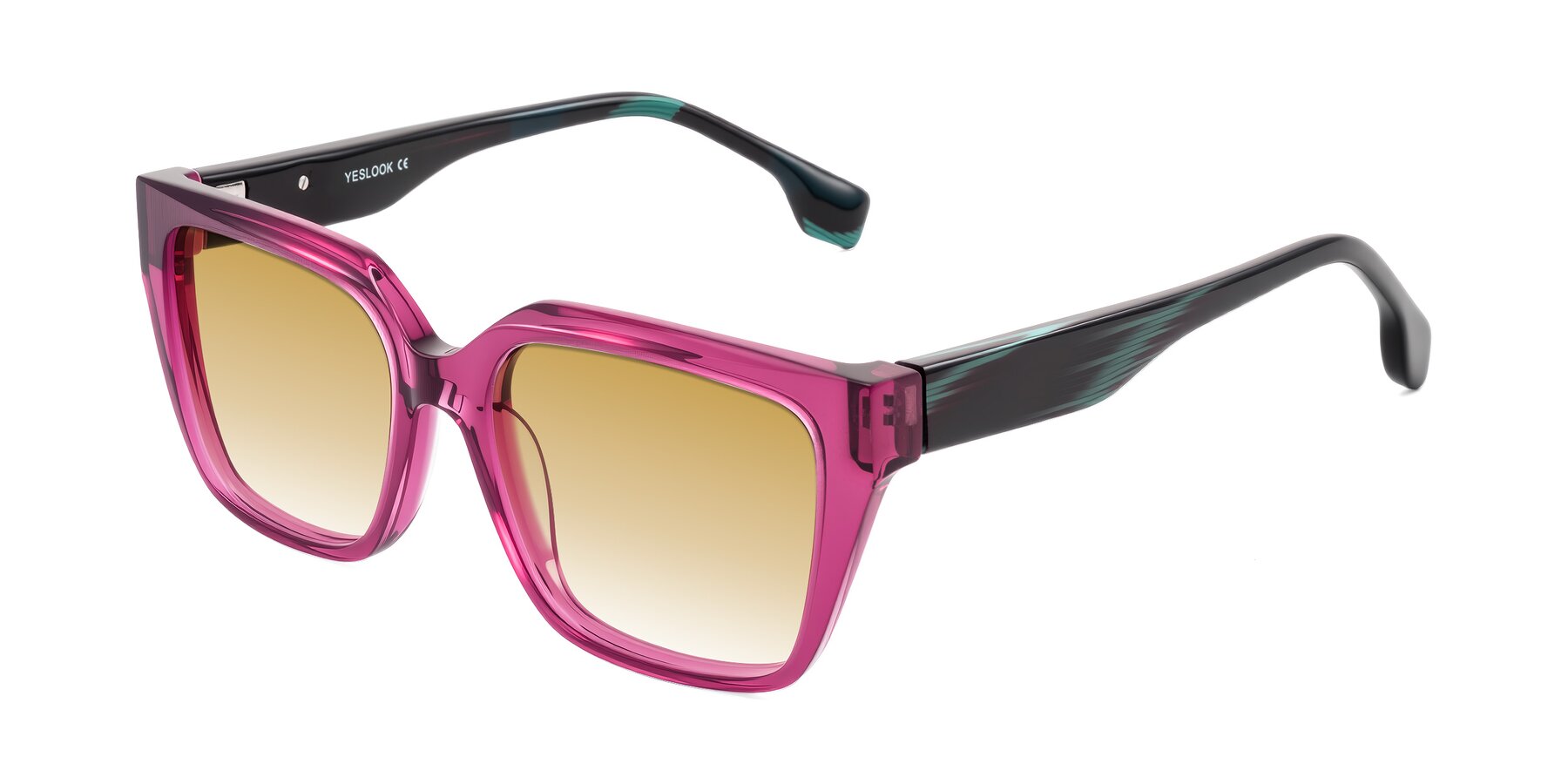 Angle of Gwee in Amethyst /Light Blue Striped with Champagne Gradient Lenses