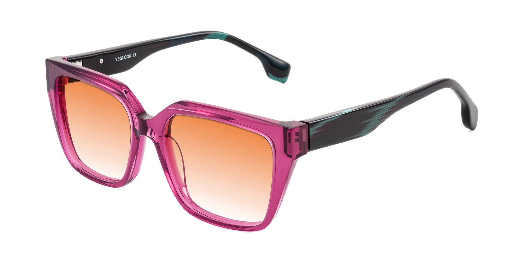 Angle of Gwee in Amethyst /Light Blue Striped with Orange Gradient Lenses