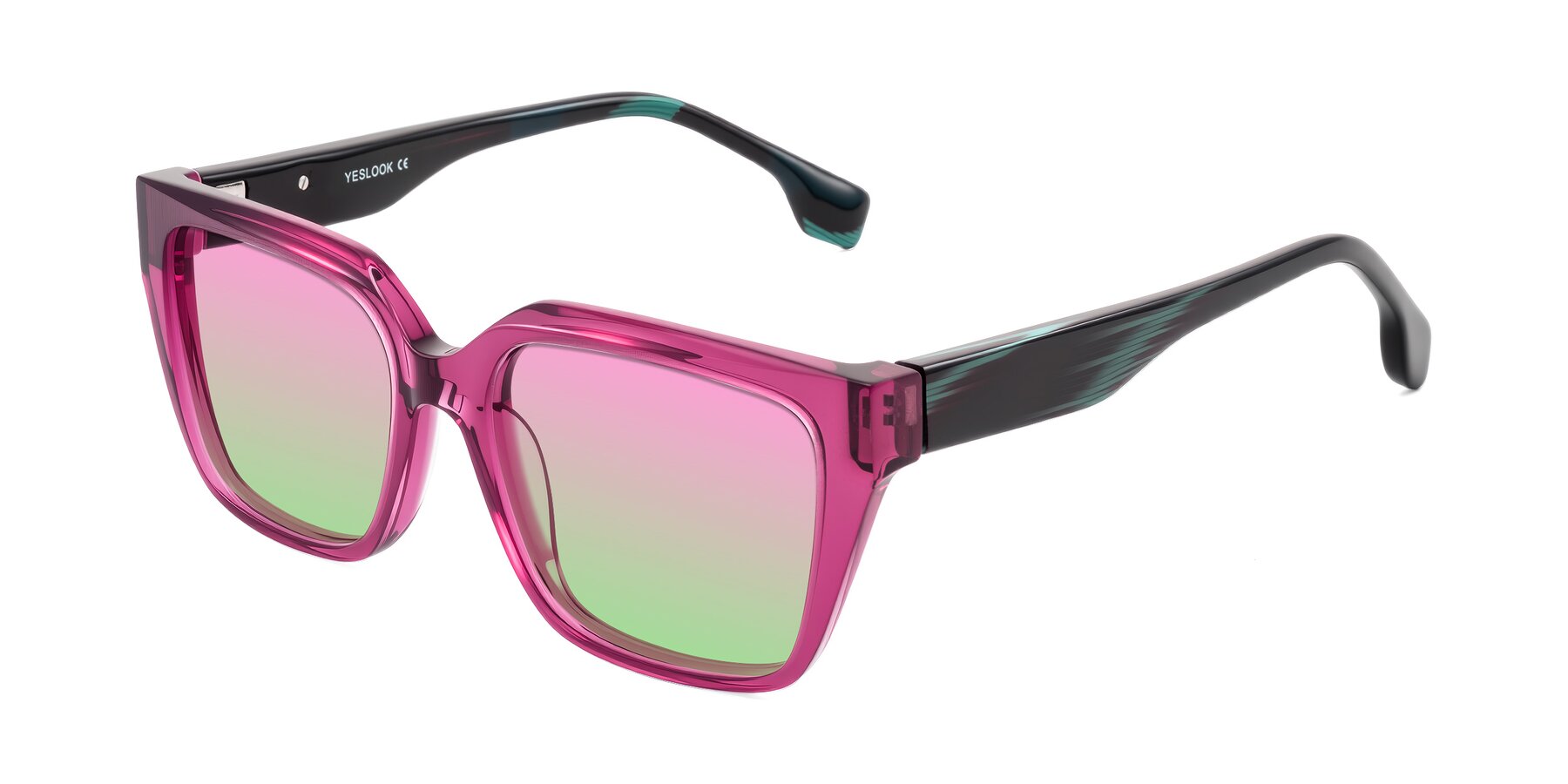 Angle of Gwee in Amethyst /Light Blue Striped with Pink / Green Gradient Lenses
