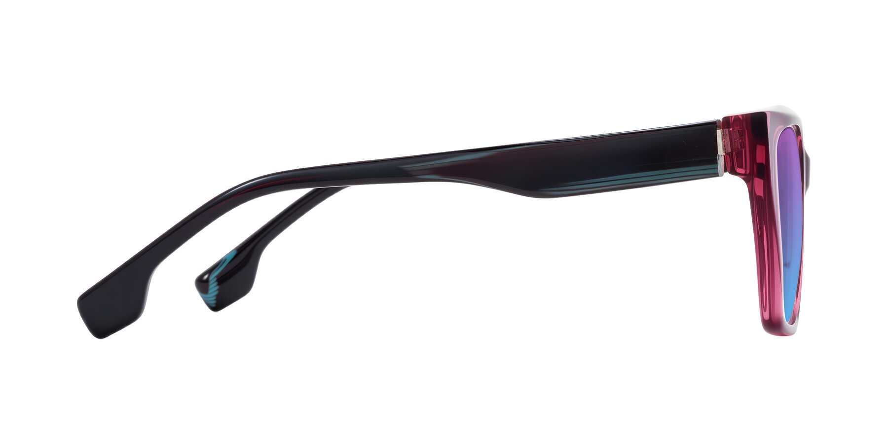 Side of Gwee in Amethyst /Light Blue Striped with Purple / Blue Gradient Lenses