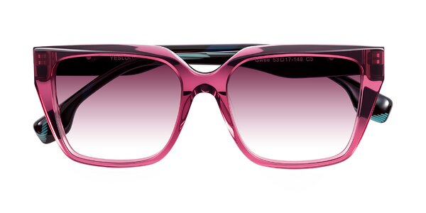 Front of Gwee in Amethyst /Light Blue Striped