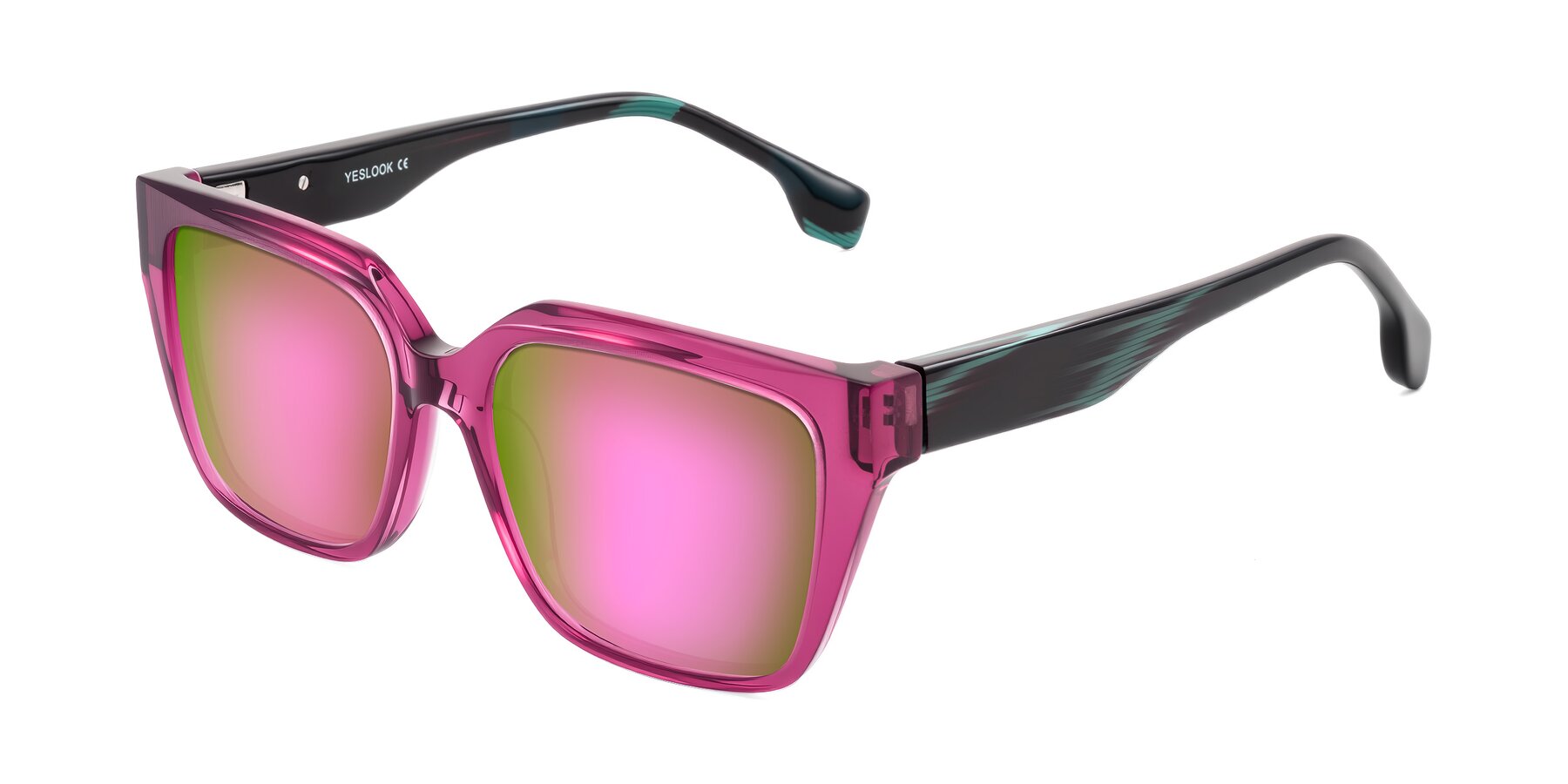 Angle of Gwee in Amethyst /Light Blue Striped with Pink Mirrored Lenses