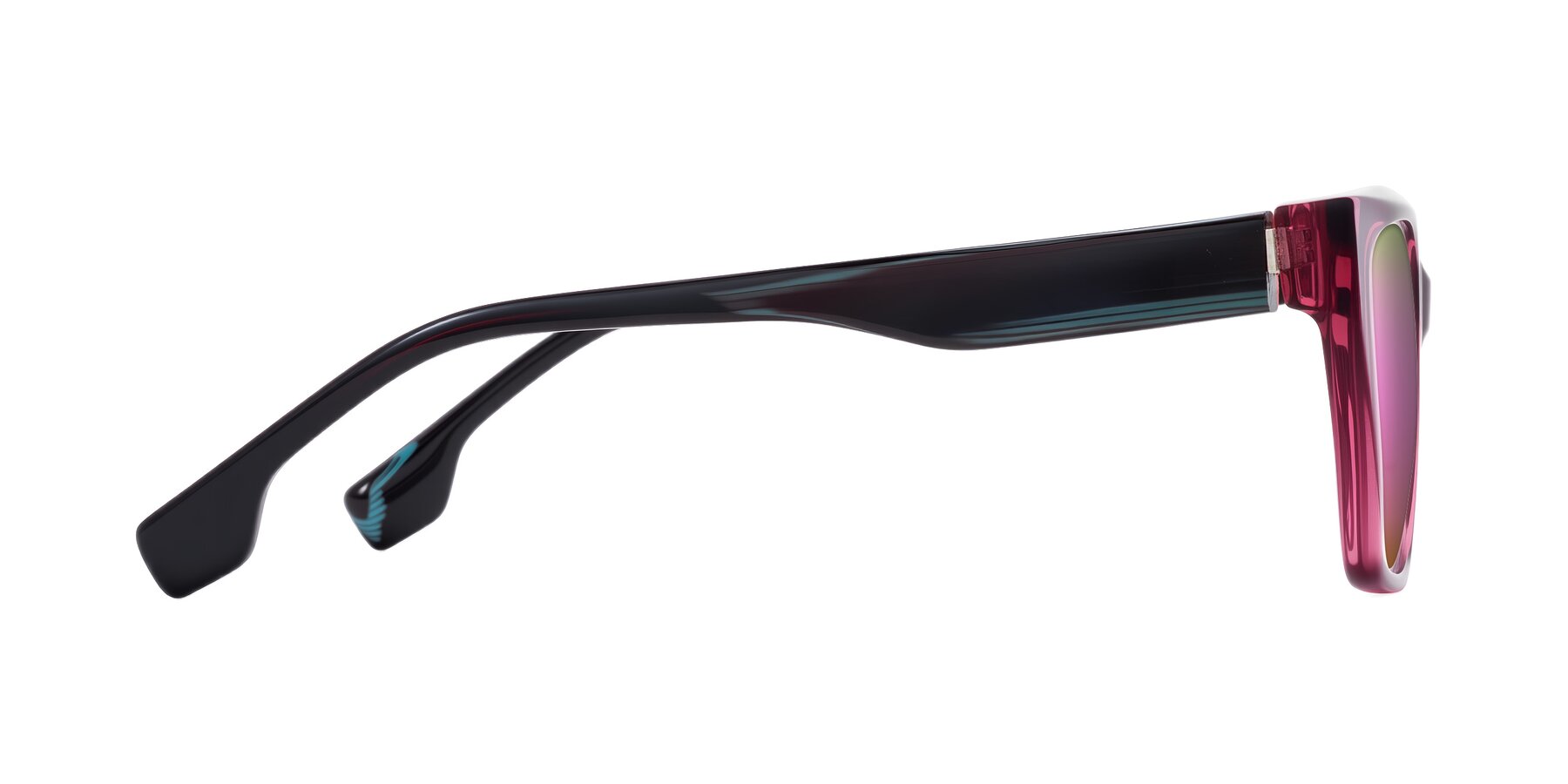 Side of Gwee in Amethyst /Light Blue Striped with Pink Mirrored Lenses