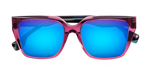 Front of Gwee in Amethyst /Light Blue Striped