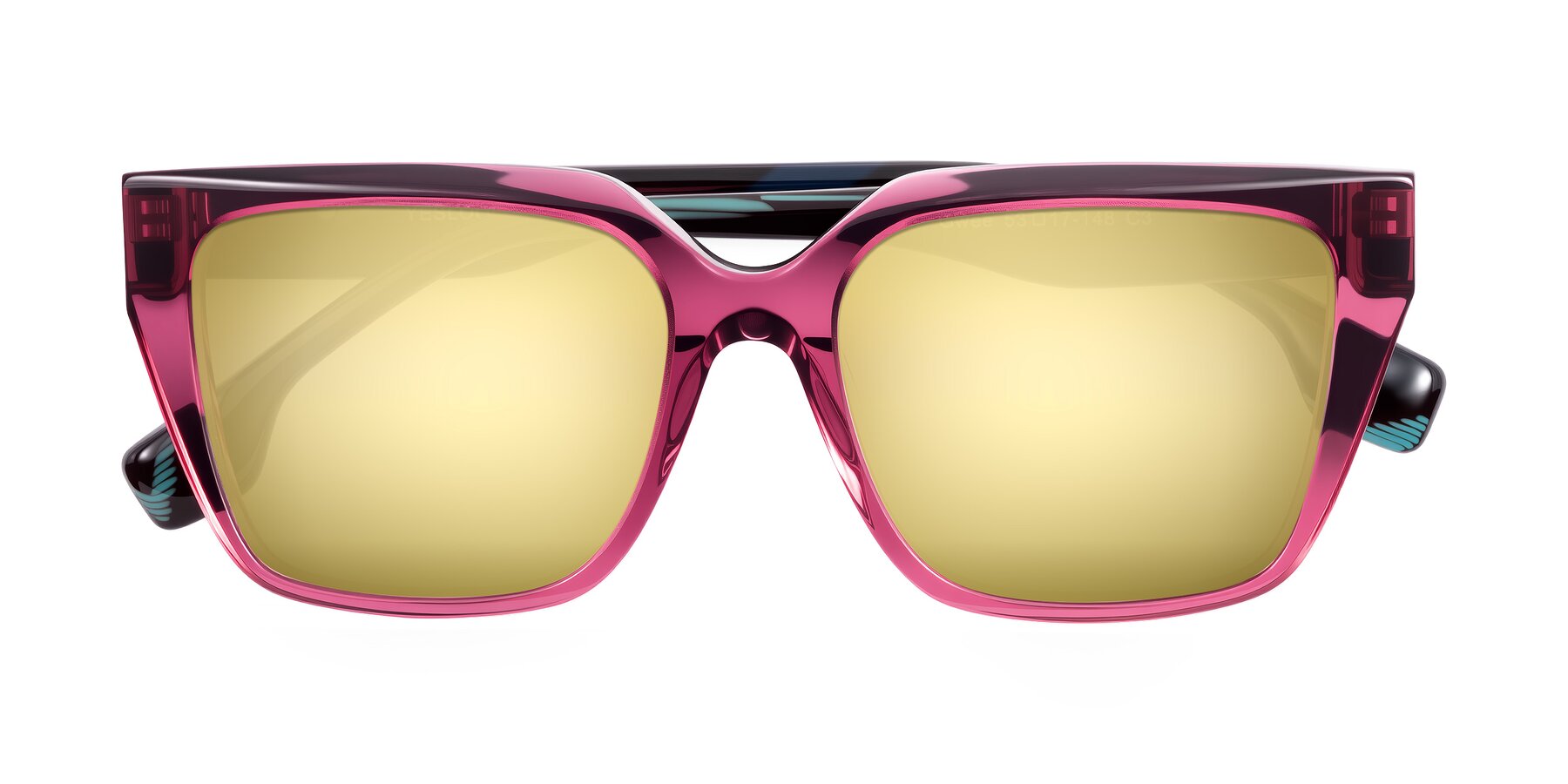 Folded Front of Gwee in Amethyst /Light Blue Striped with Gold Mirrored Lenses