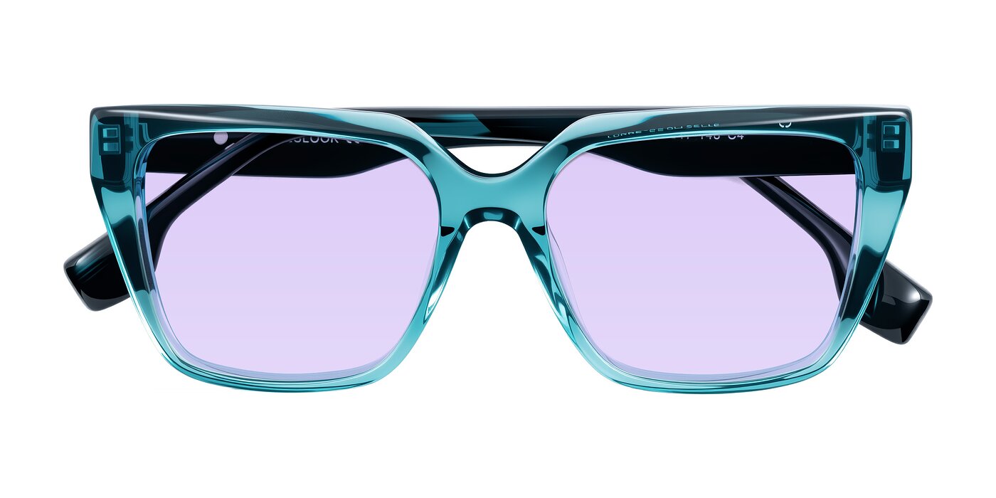 Gwee - Blue/Teal Striped Tinted Sunglasses