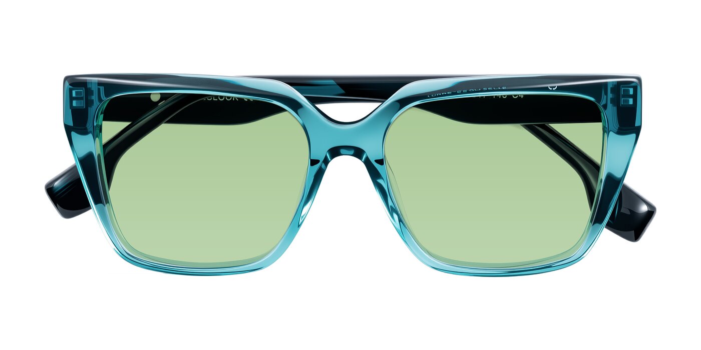 Gwee - Blue/Teal Striped Tinted Sunglasses