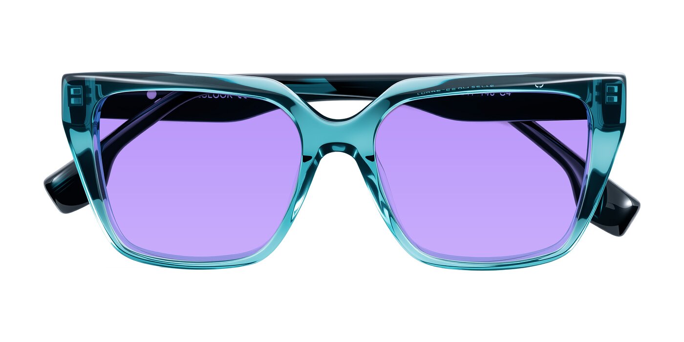 Gwee - Blue/Teal Striped Tinted Sunglasses