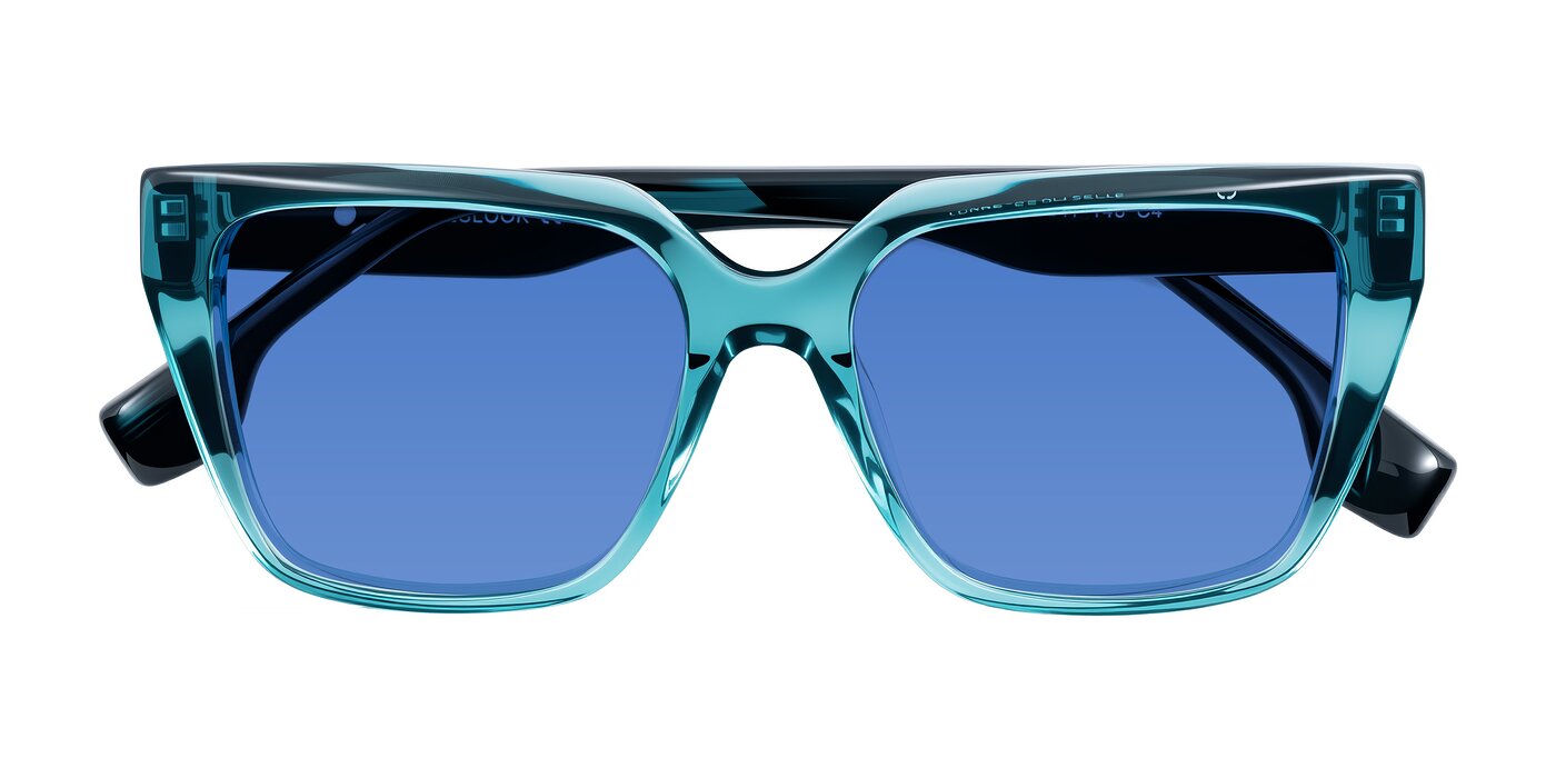 Gwee - Blue/Teal Striped Tinted Sunglasses