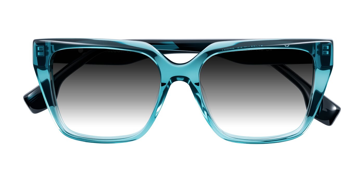 Gwee - Blue/Teal Striped Gradient Sunglasses