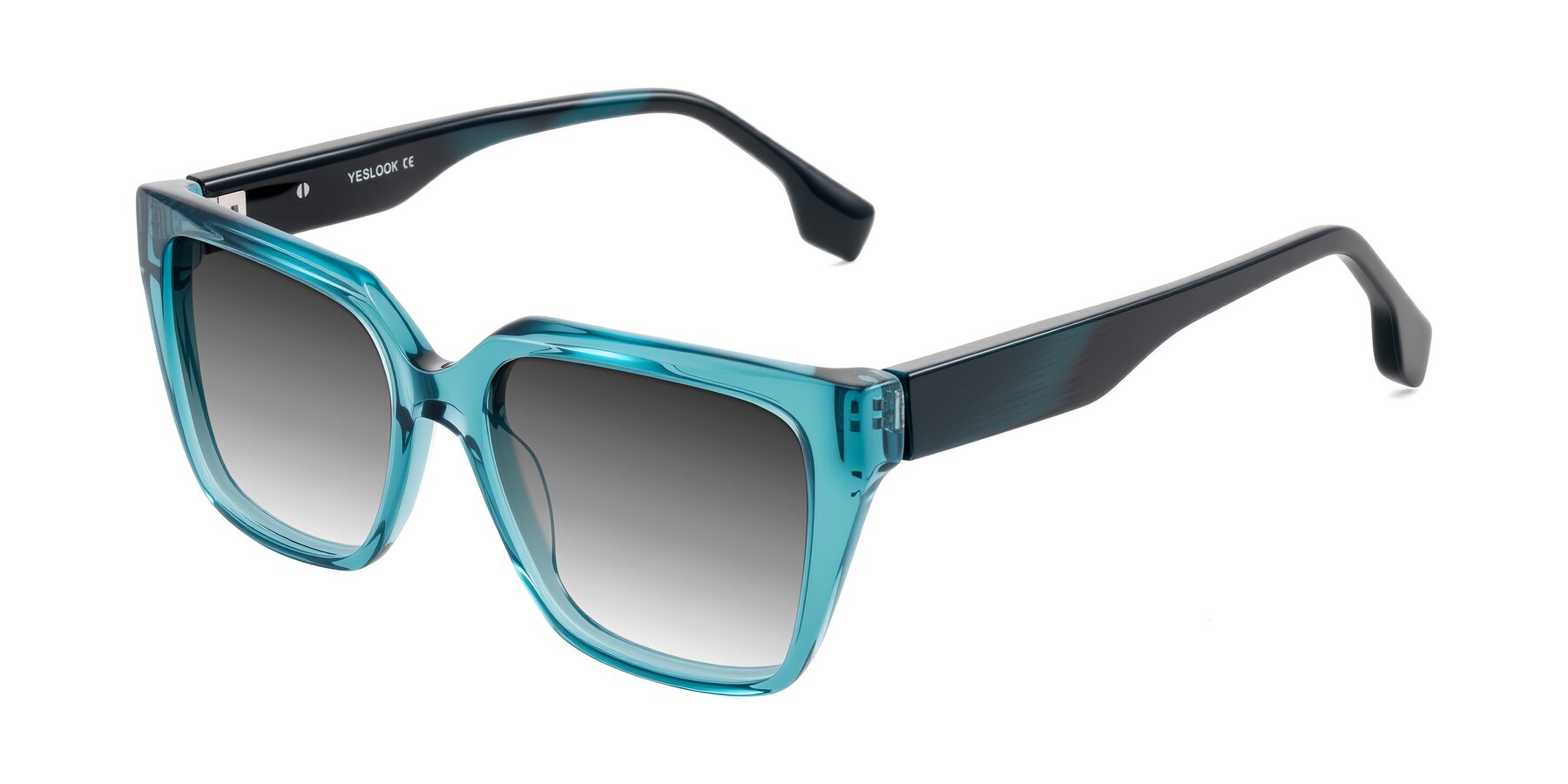 Angle of Gwee in Blue/Teal Striped with Gray Gradient Lenses
