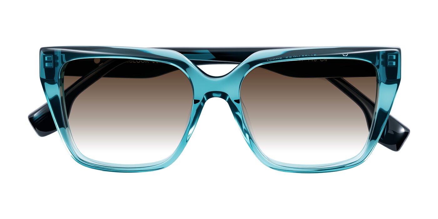 Gwee - Blue/Teal Striped Gradient Sunglasses