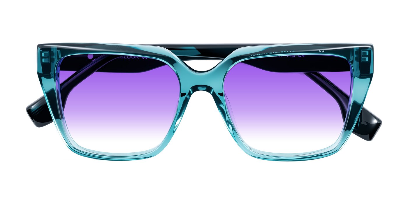 Gwee - Blue/Teal Striped Gradient Sunglasses