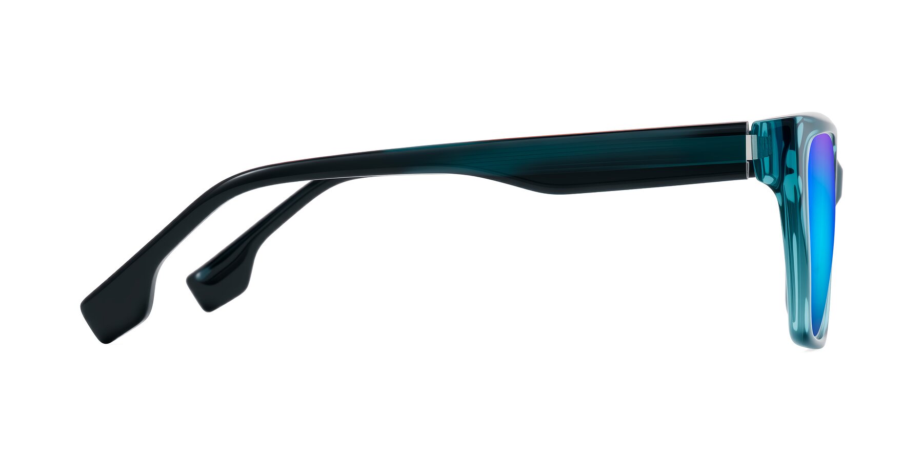 Side of Gwee in Blue/Teal Striped with Blue Mirrored Lenses