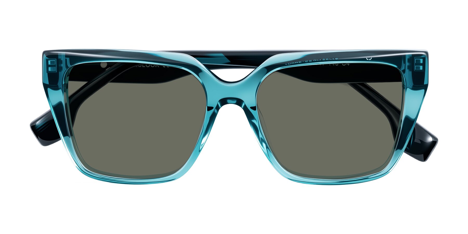 Folded Front of Gwee in Blue/Teal Striped with Gray Polarized Lenses