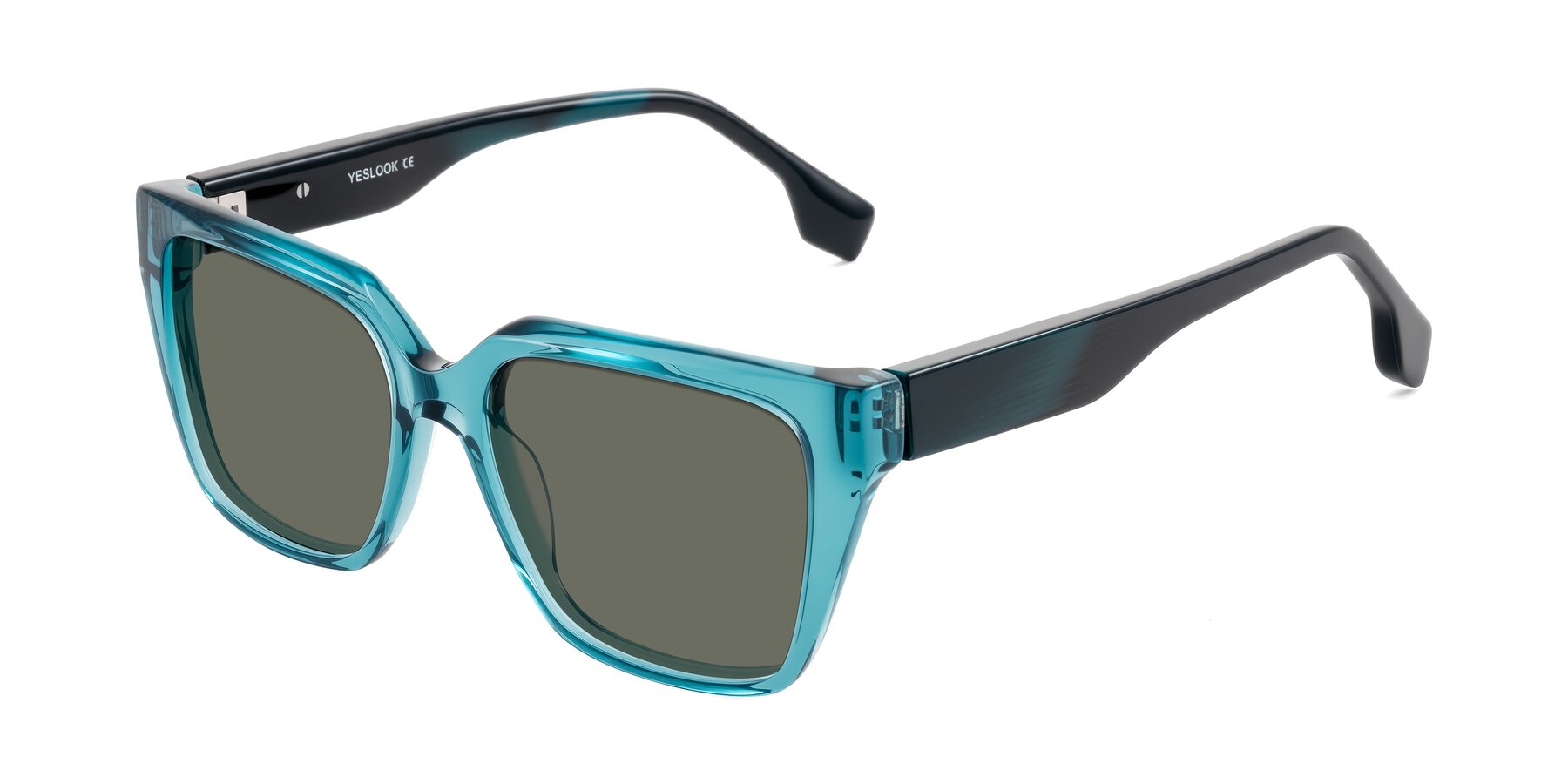 Angle of Gwee in Blue/Teal Striped with Gray Polarized Lenses