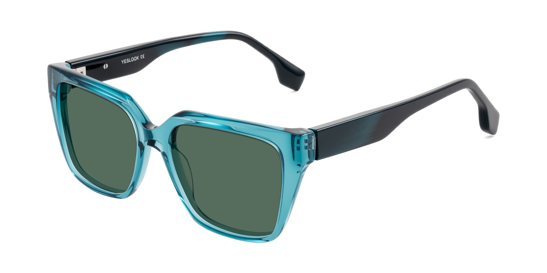 Angle of Gwee in Blue/Teal Striped with Green Polarized Lenses