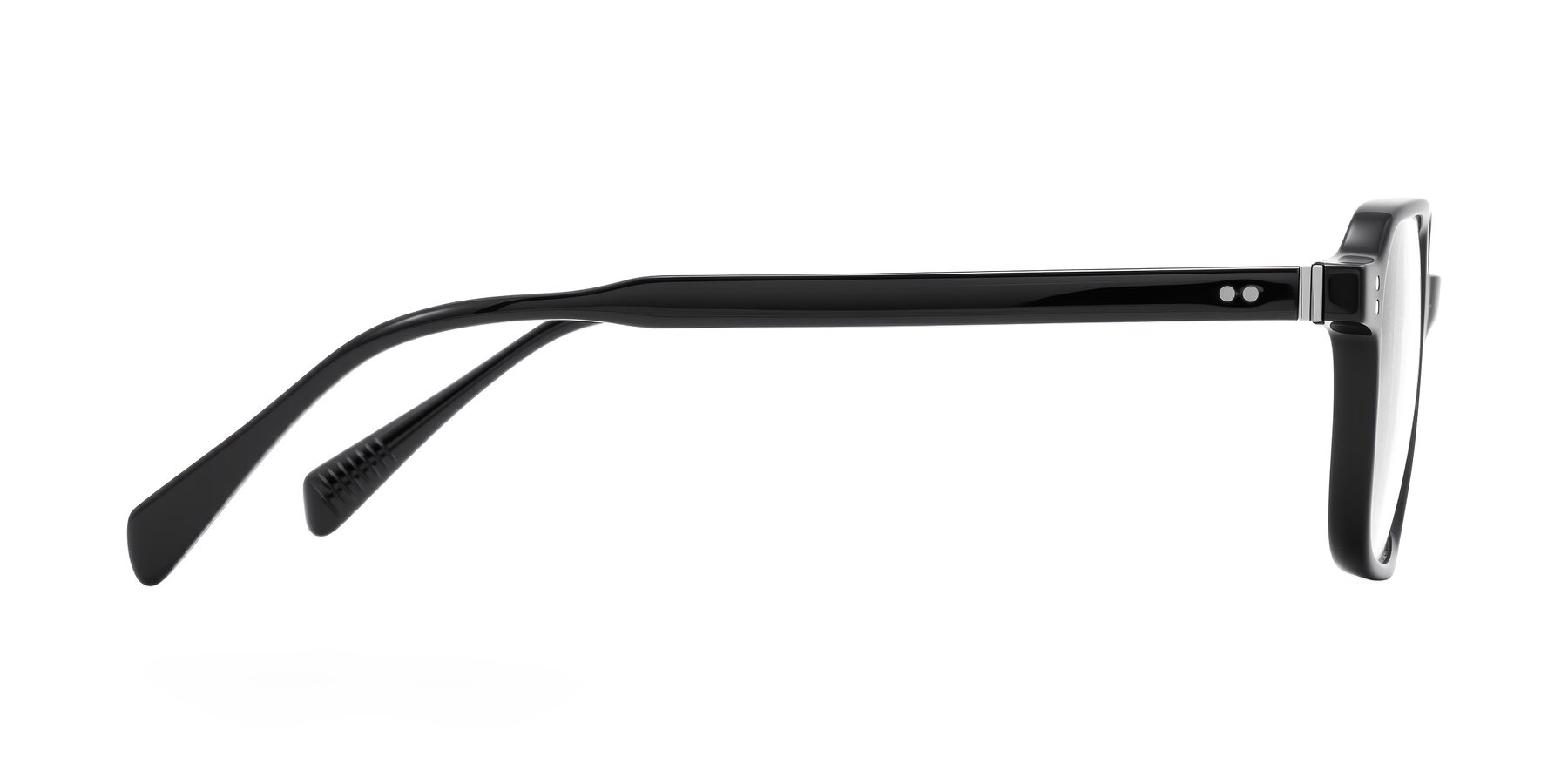 Side of Schwedts in Black with Clear Reading Eyeglass Lenses