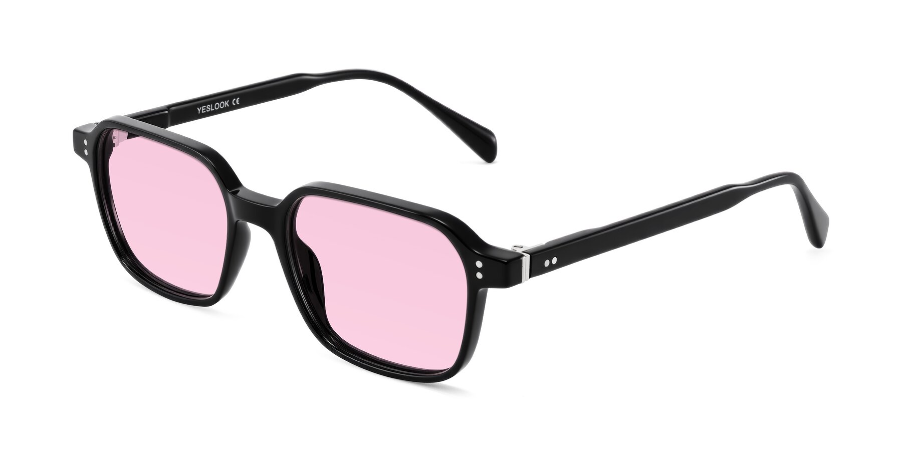 Angle of Schwedts in Black with Light Pink Tinted Lenses