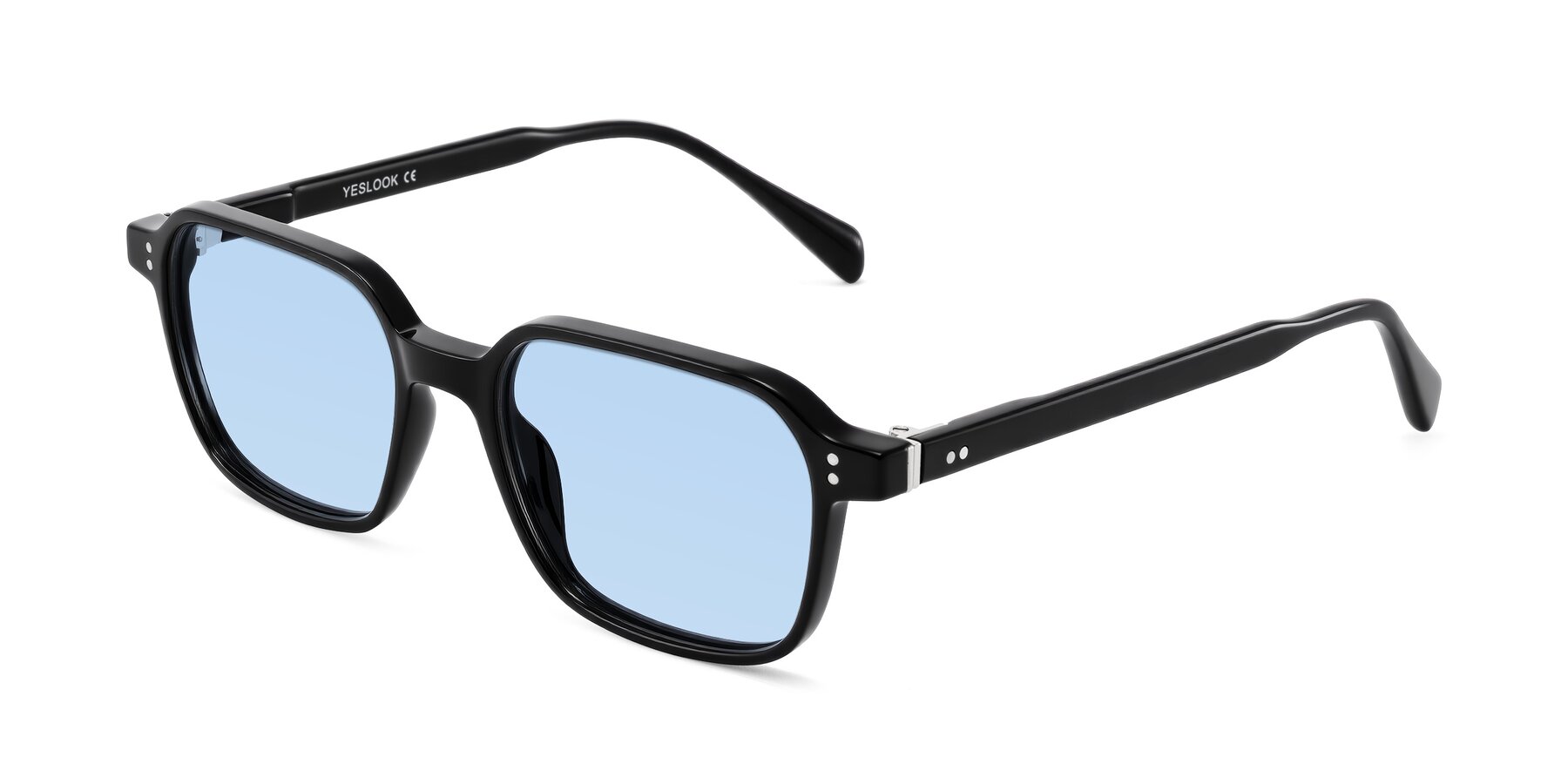 Angle of Schwedts in Black with Light Blue Tinted Lenses