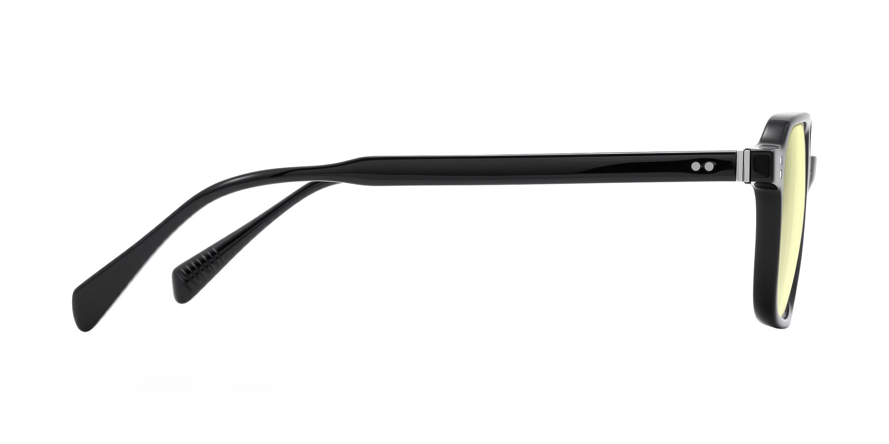 Side of Schwedts in Black with Light Yellow Tinted Lenses