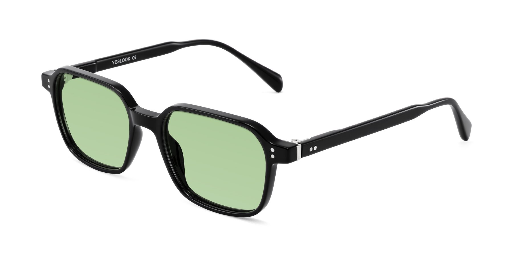 Angle of Schwedts in Black with Medium Green Tinted Lenses