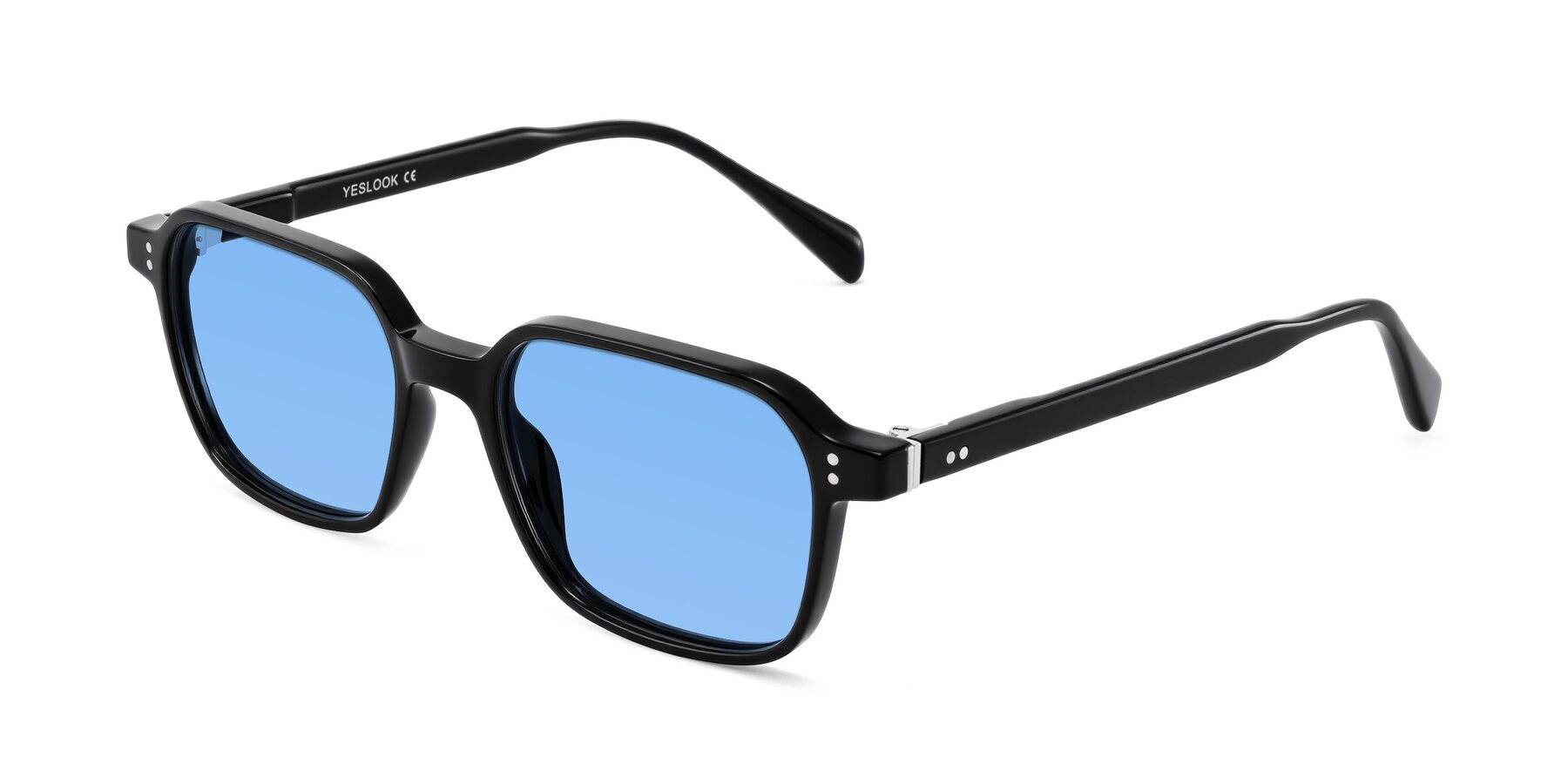 Angle of Schwedts in Black with Medium Blue Tinted Lenses