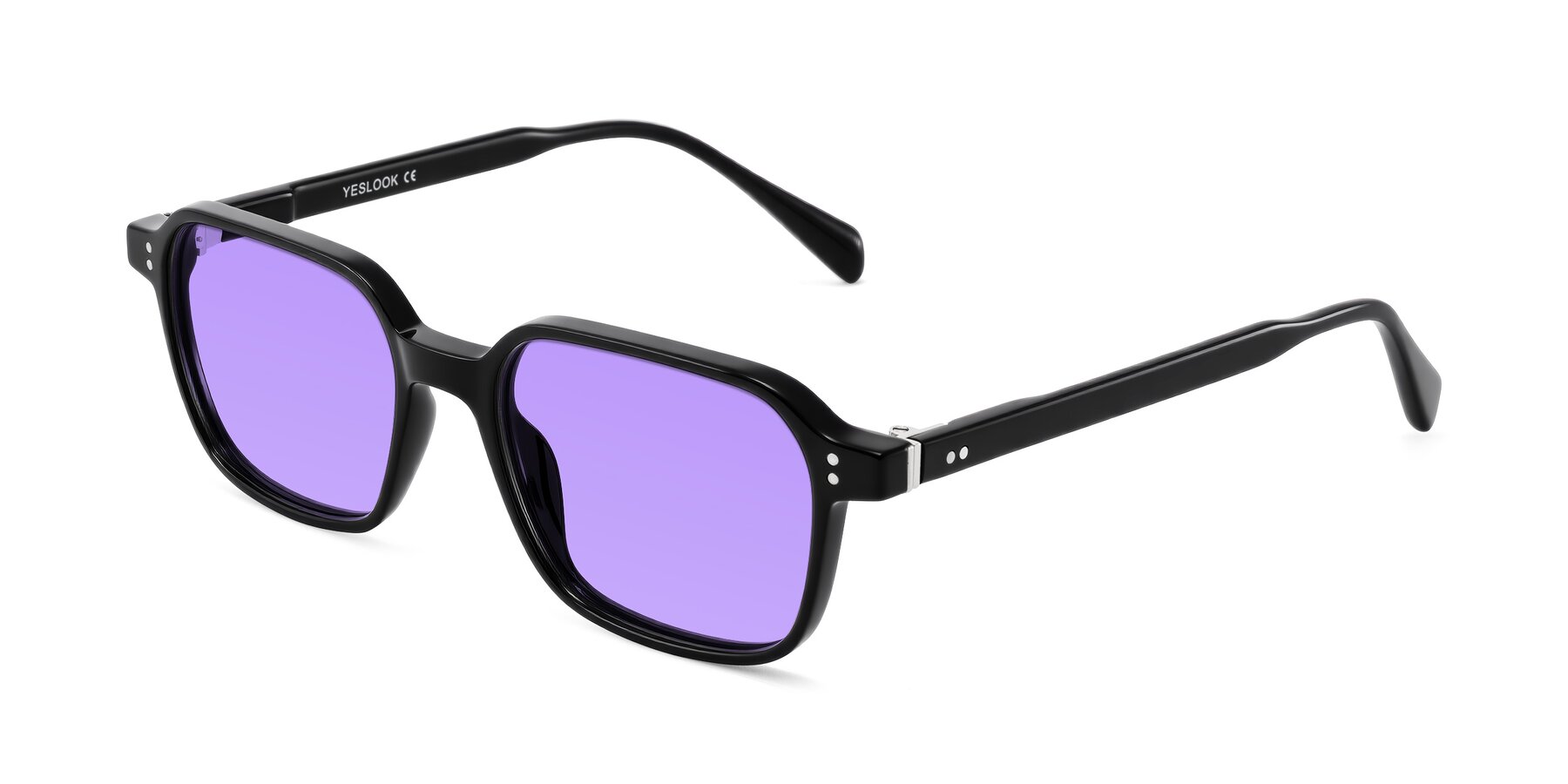 Angle of Schwedts in Black with Medium Purple Tinted Lenses