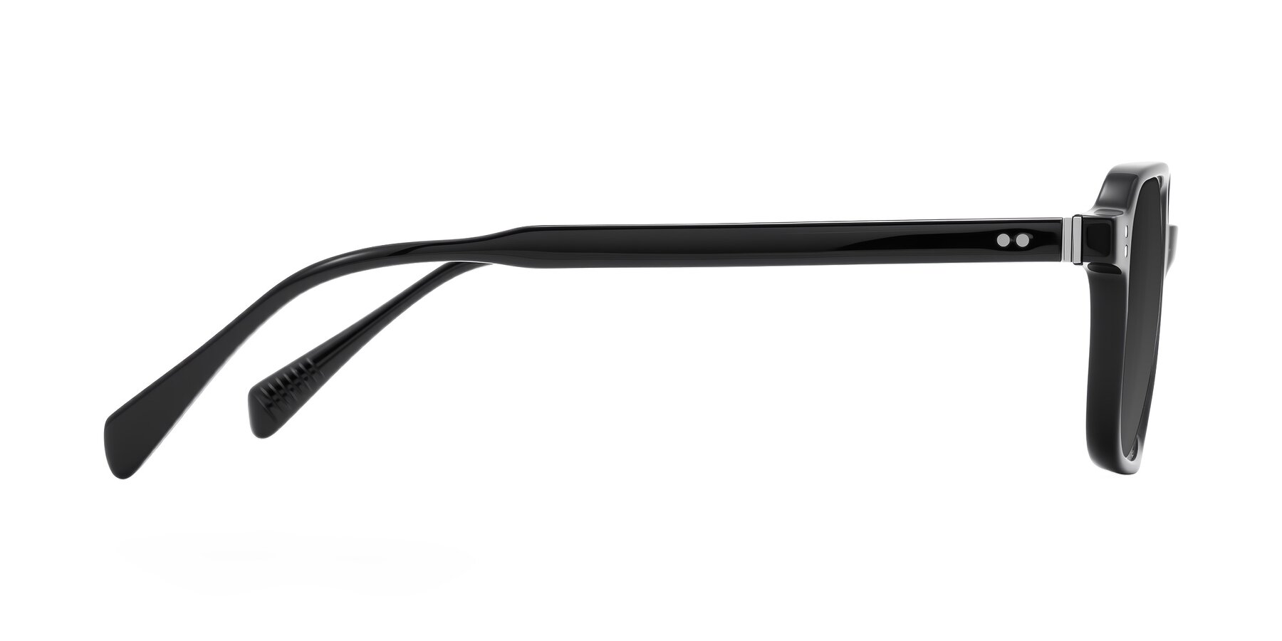 Side of Schwedts in Black with Gray Tinted Lenses