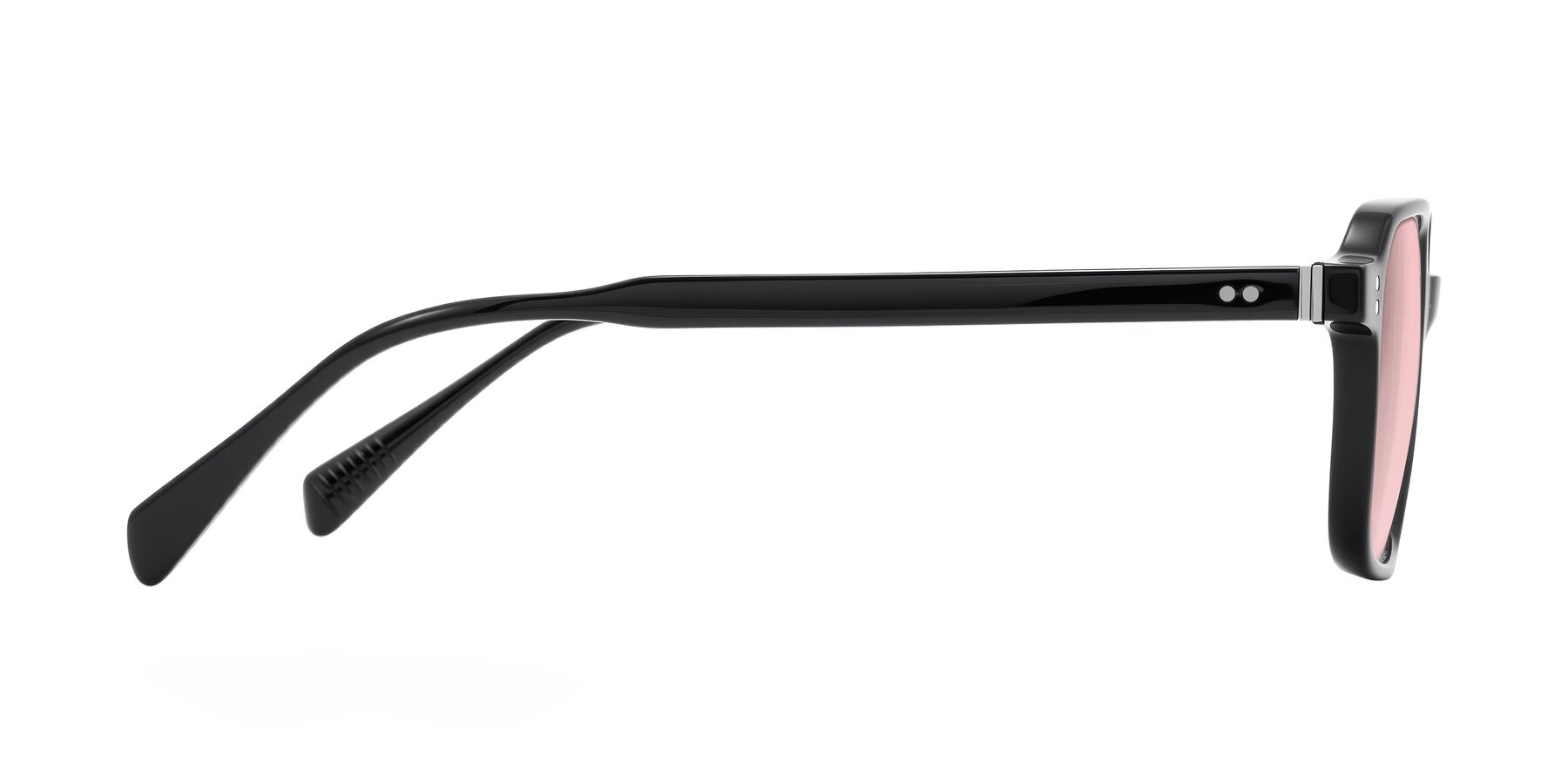 Side of Schwedts in Black with Light Garnet Tinted Lenses