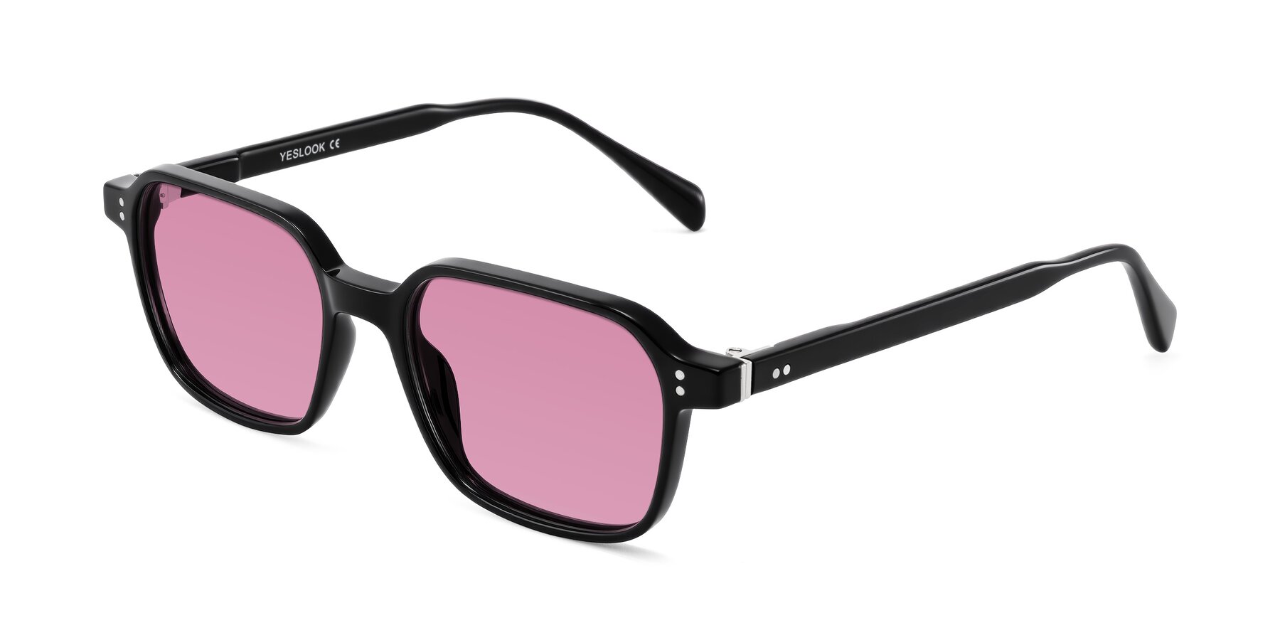 Angle of Schwedts in Black with Medium Wine Tinted Lenses