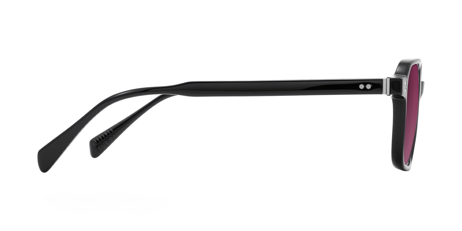 Side of Schwedts in Black with Wine Tinted Lenses