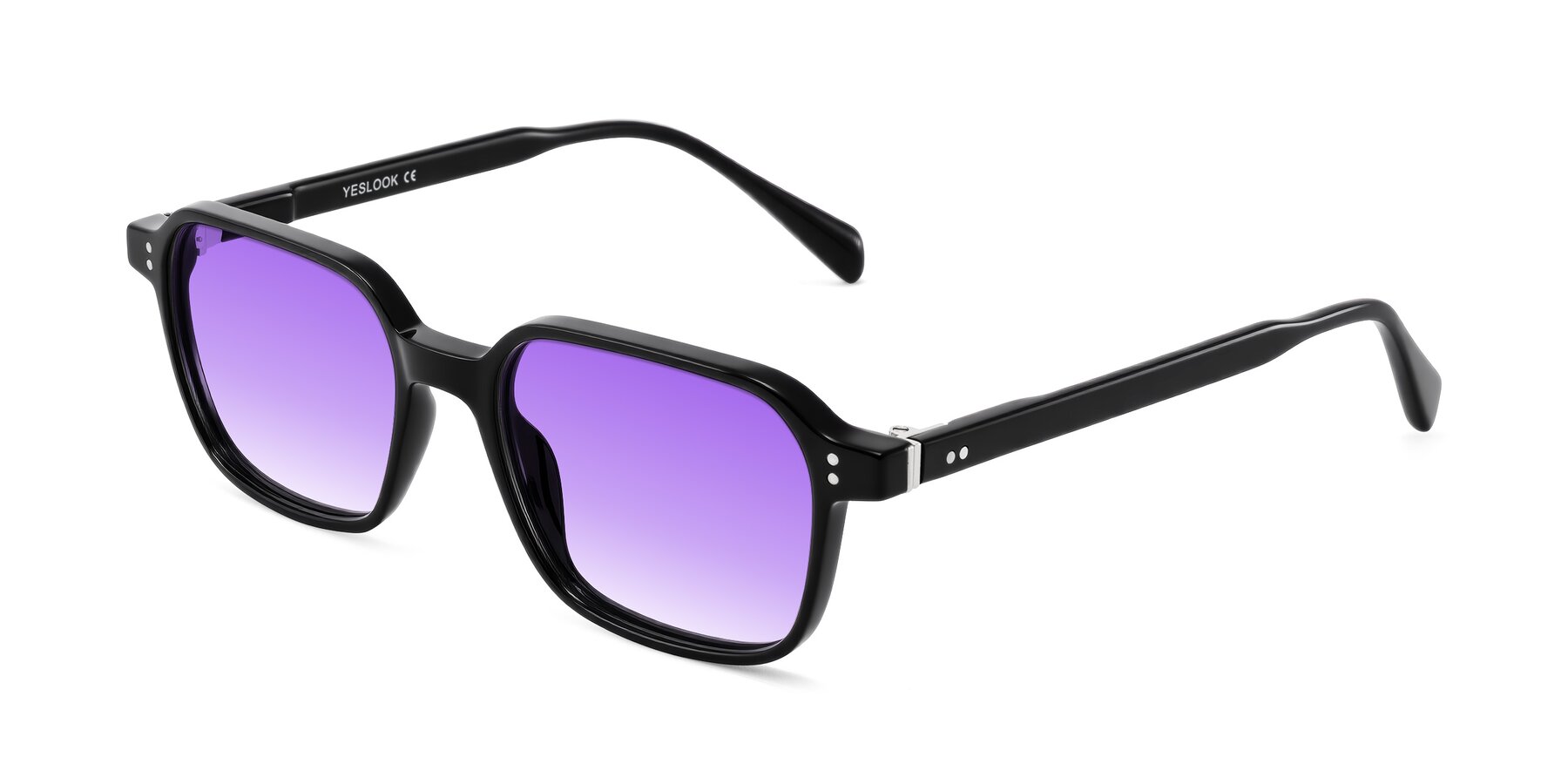 Angle of Schwedts in Black with Purple Gradient Lenses