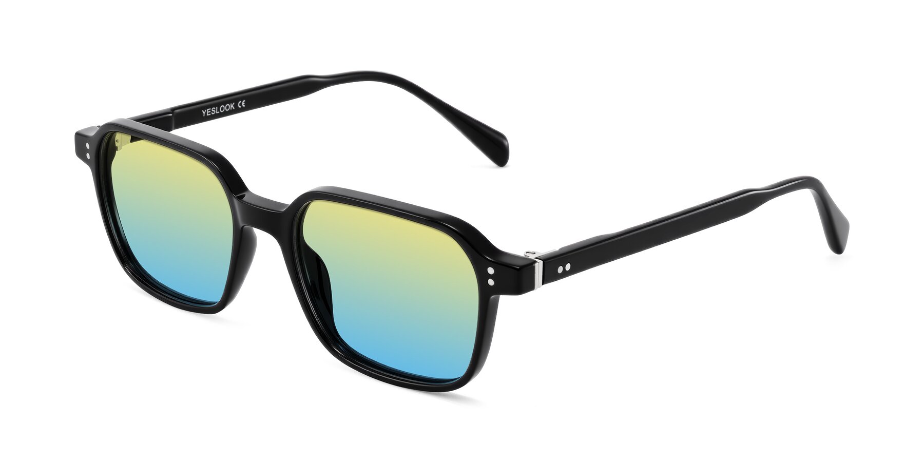 Angle of Schwedts in Black with Yellow / Blue Gradient Lenses