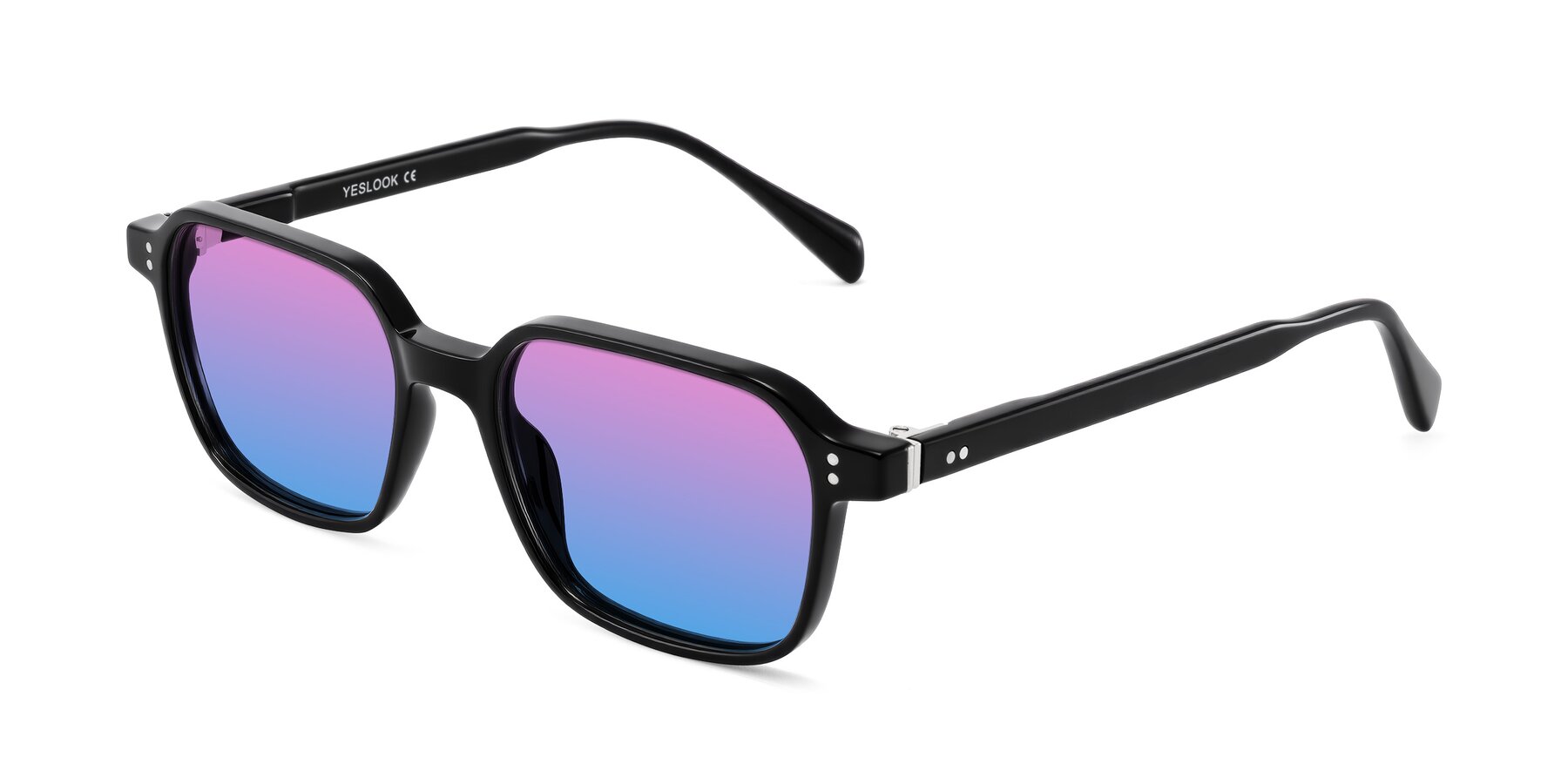 Angle of Schwedts in Black with Pink / Blue Gradient Lenses