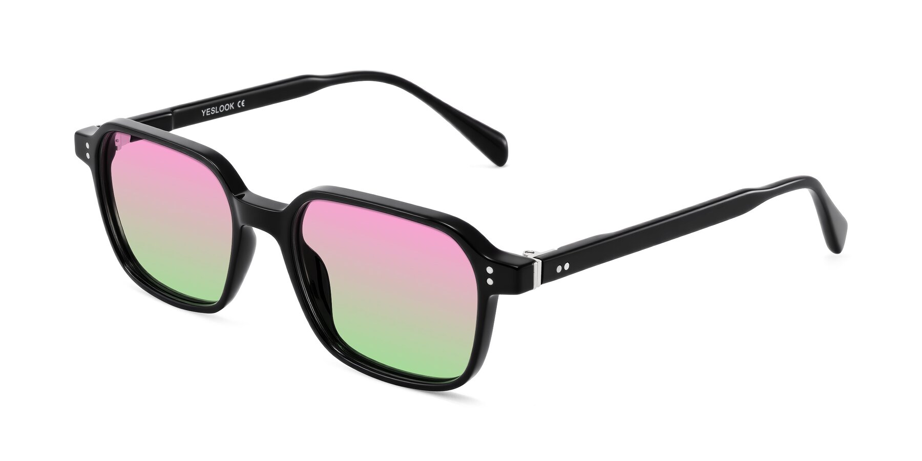 Angle of Schwedts in Black with Pink / Green Gradient Lenses